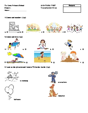 Đề kiểm tra giữa học kỳ 1 môn Tiếng Anh 5